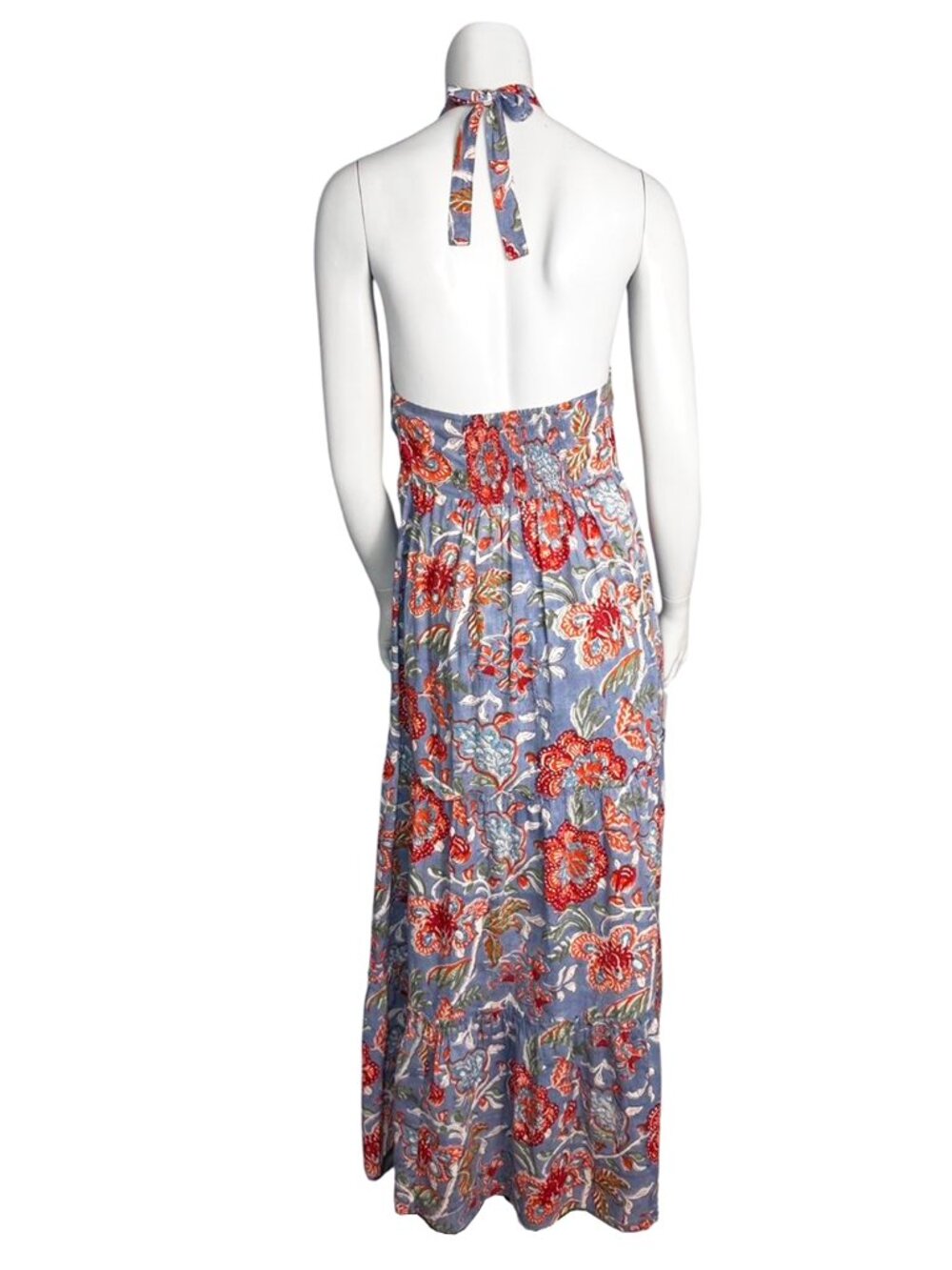 BLOCK PRINT Cotton Maxi Halter Dress - Picture 4 of 8